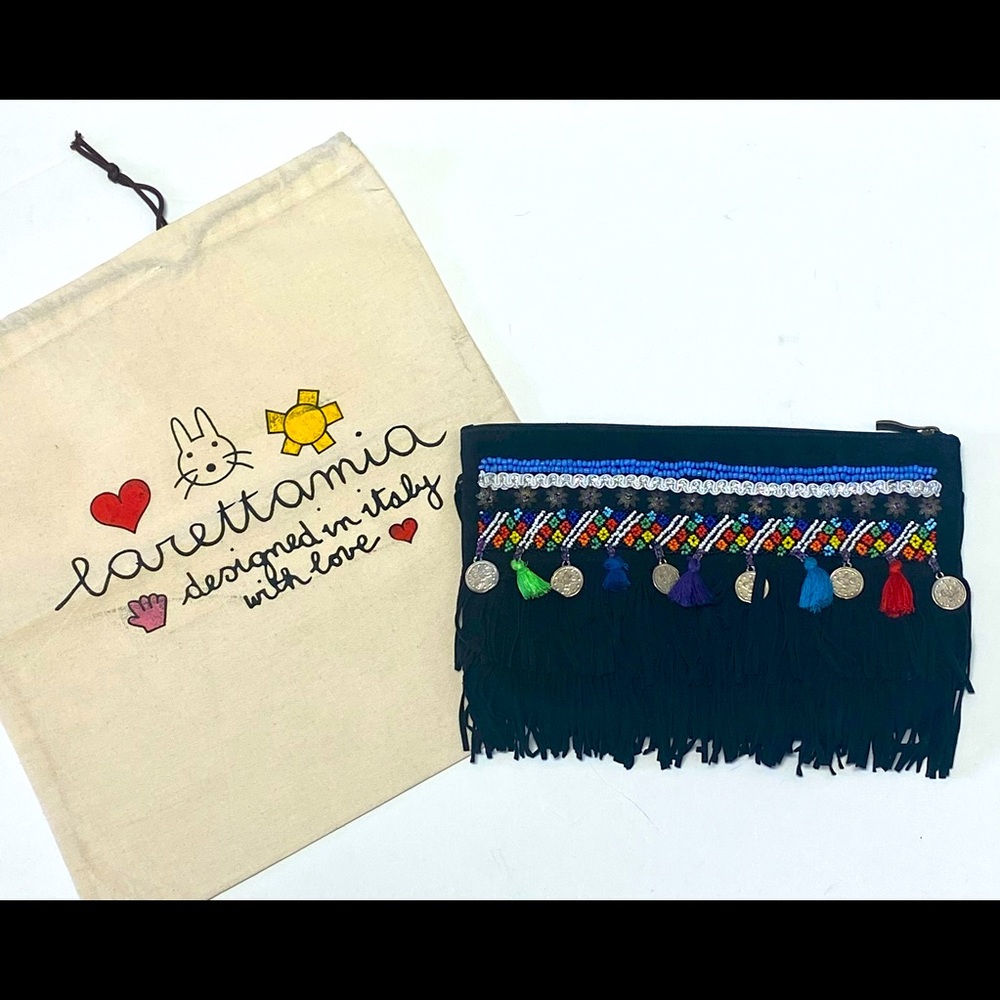 Multicolor Fringe Clutch